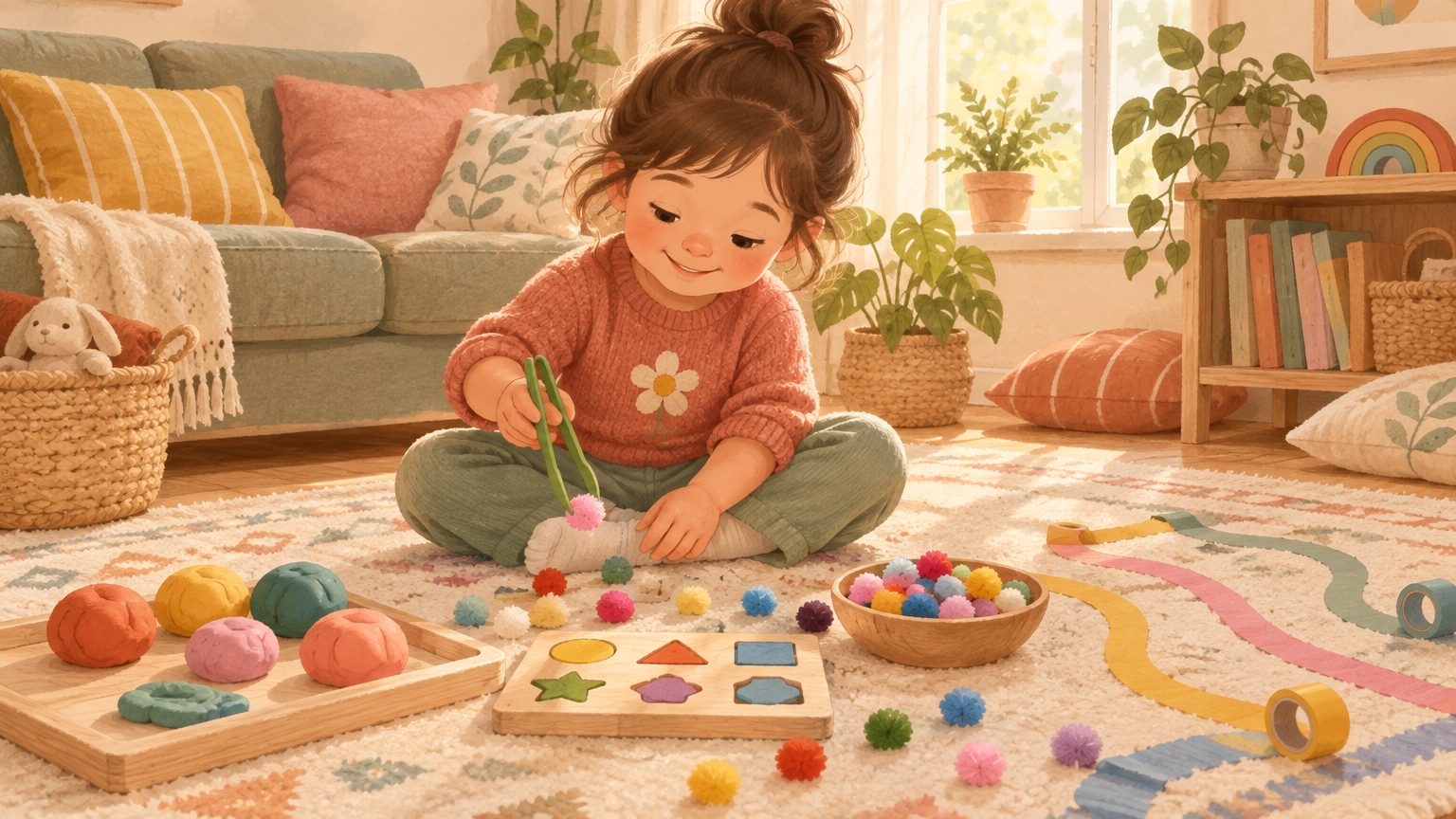 Ilustração da história infantil Atividades de Coordenação Motora Fina: 10 Brincadeiras para Fazer em Casa